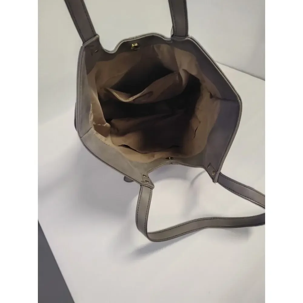 RELIC Tote Bag Gray Shoulder Purse Faux Leather Double Handle Magnetic Closure